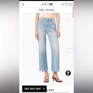 Joe’s Jean - High rise straight leg crop, size 28